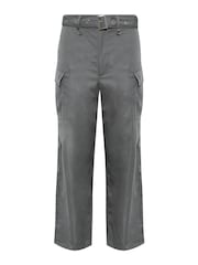 PixieGirl Petite Grey Belted Wide Leg Cargo Trousers - Image 5 of 5