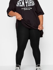 Yours Curve Black Tummy Control Soft Touch Stretch Leggings - Image 2 of 4