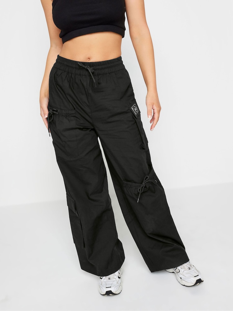 שחור - PixieGirl Petite Pocket Detail Label Cargo 100% Cotton Trousers - Image 1 of 6