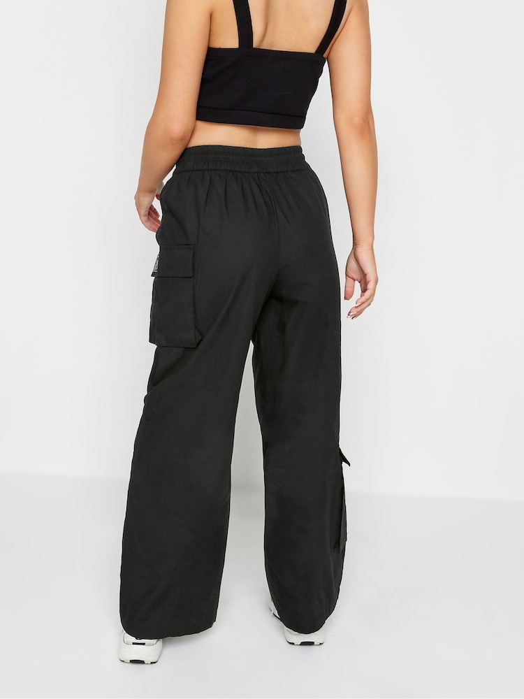 שחור - PixieGirl Petite Pocket Detail Label Cargo 100% Cotton Trousers - Image 3 of 6