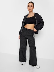 שחור - PixieGirl Petite Pocket Detail Label Cargo 100% Cotton Trousers - Image 4 of 6