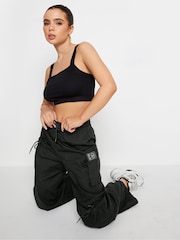 שחור - PixieGirl Petite Pocket Detail Label Cargo 100% Cotton Trousers - Image 5 of 6