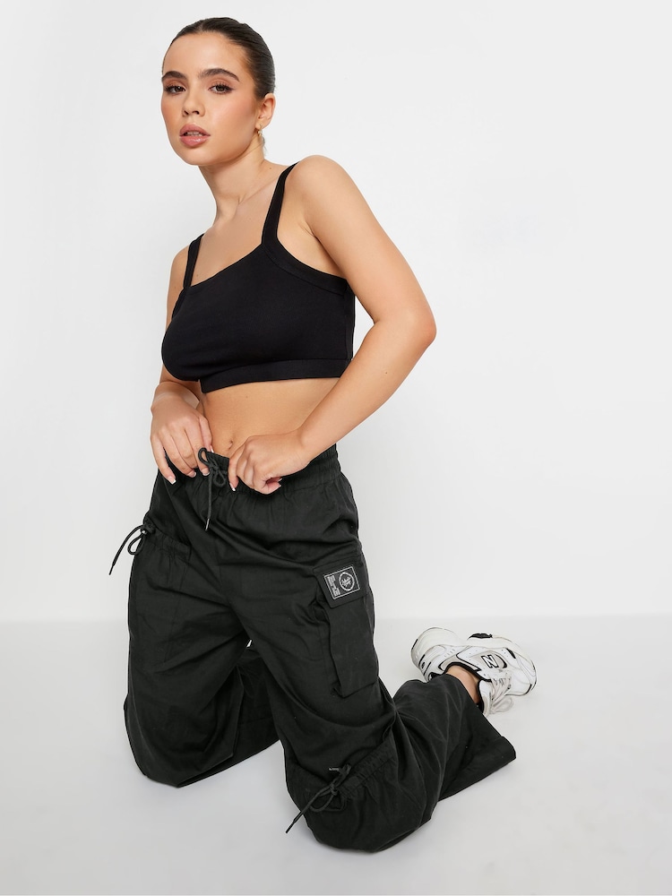 שחור - PixieGirl Petite Pocket Detail Label Cargo 100% Cotton Trousers - Image 5 of 6
