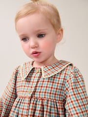 Blue/Ginger Check 100% Cotton Collar Dress (3mths-8yrs) - Image 4 of 7