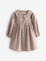 Blue/Ginger Check 100% Cotton Collar Dress (3mths-8yrs) - Image 5 of 7