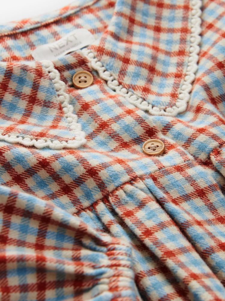 Blue/Ginger Check 100% Cotton Collar Dress (3mths-8yrs) - Image 7 of 7
