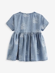 modra Flower Denim - Sproščena 100% bombažna obleka (3mths-8yrs) - Slika 5 iz 6