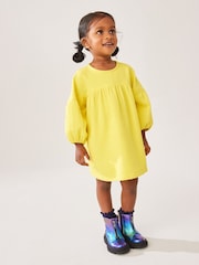 Yellow Textured 100% Cotton Dress (3mths-8yrs) - Image 1 of 10