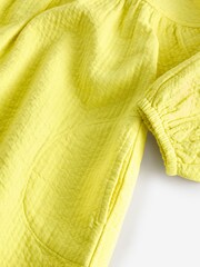 Yellow Textured 100% Cotton Dress (3mths-8yrs) - Image 10 of 10