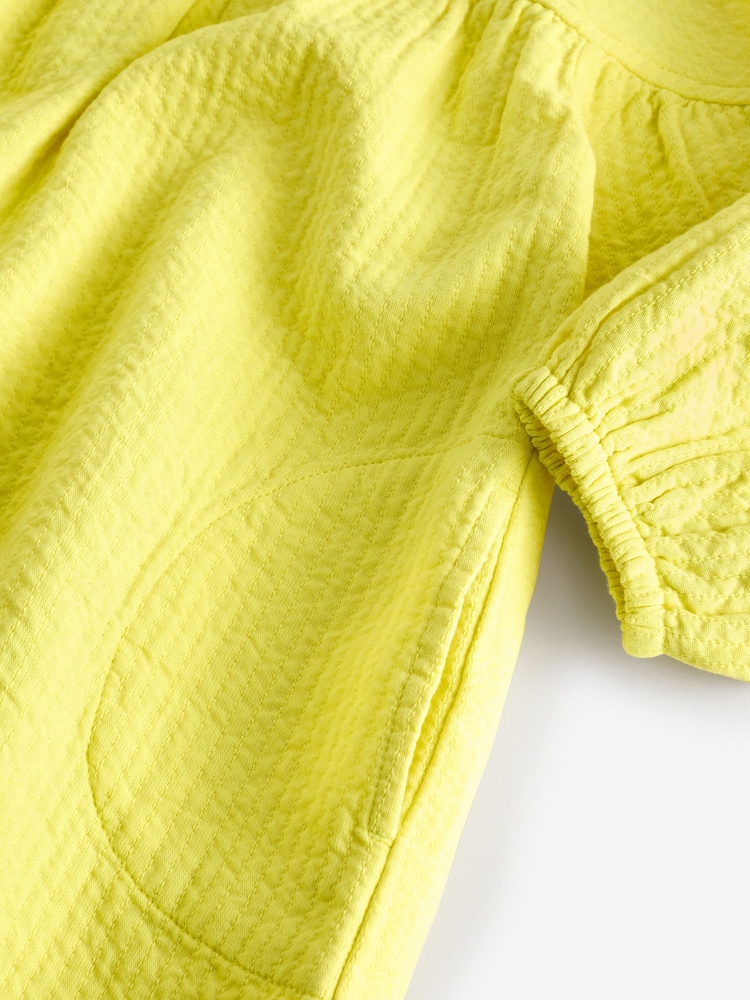 Yellow Textured 100% Cotton Dress (3mths-8yrs) - Image 10 of 10