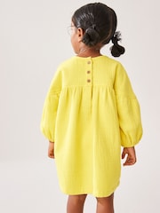 Yellow Textured 100% Cotton Dress (3mths-8yrs) - Image 2 of 10