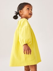 Yellow Textured 100% Cotton Dress (3mths-8yrs) - Image 4 of 10