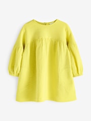 Yellow Textured 100% Cotton Dress (3mths-8yrs) - Image 7 of 10