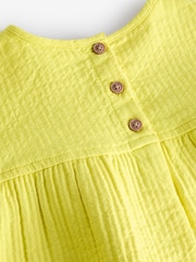 Yellow Textured 100% Cotton Dress (3mths-8yrs) - Image 9 of 10