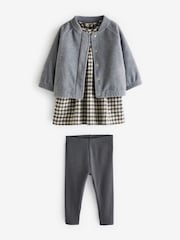 Grey Gingham 100% Cotton Dress, Jacket And Leggings Set (3mths-8yrs) - Image 6 of 9