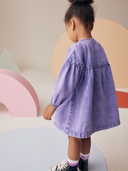 Purple Denim 100% Cotton Button Through Dress (3mths-8yrs) - Image 3 of 7