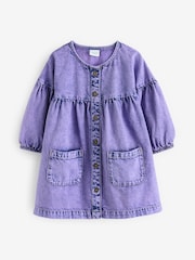 Purple Denim 100% Cotton Button Through Dress (3mths-8yrs) - Image 5 of 7