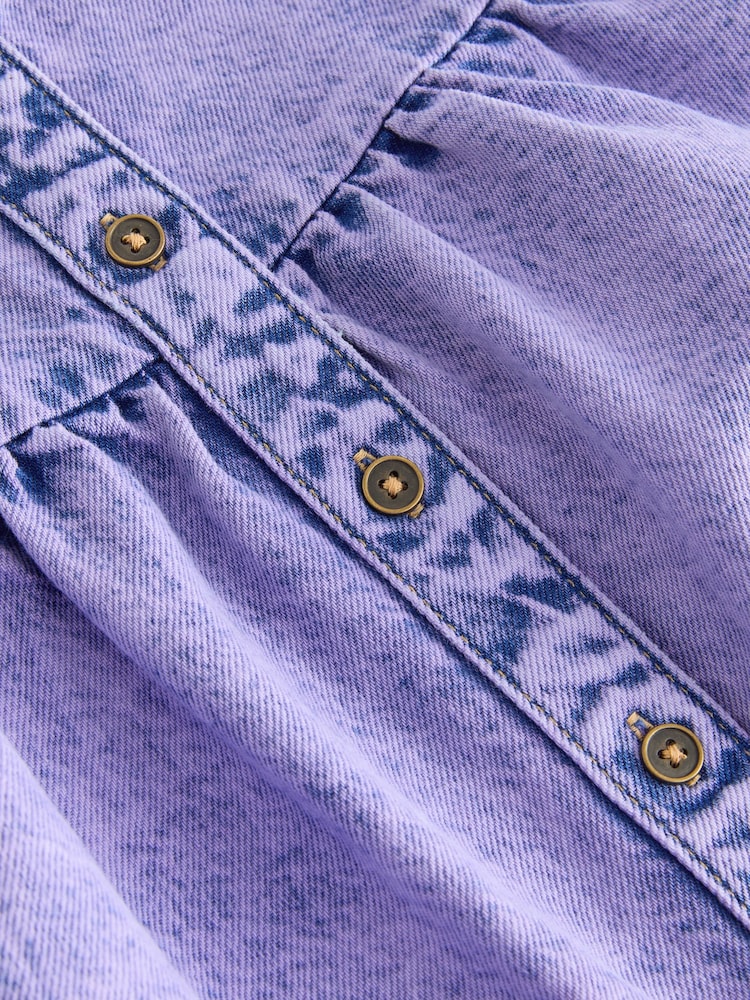 Purple Denim 100% Cotton Button Through Dress (3mths-8yrs) - Image 7 of 7