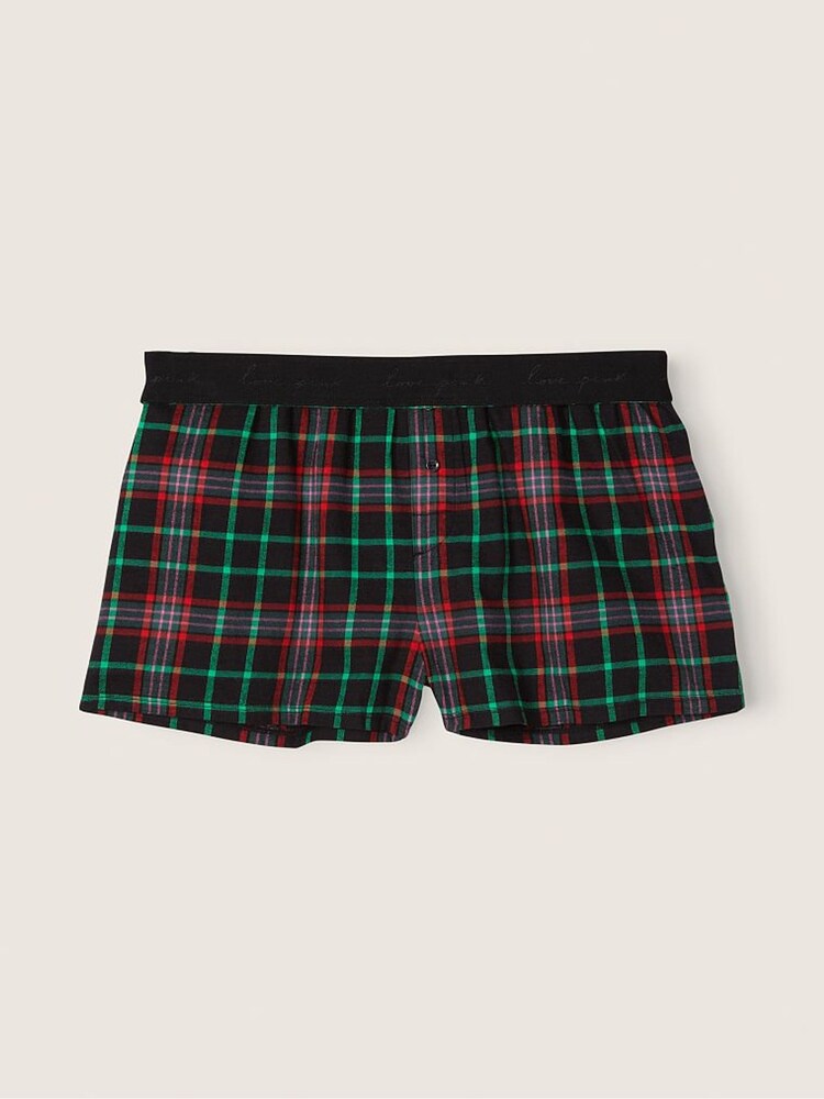 Victoria's Secret PINK Pure Black Plaid Flannel Pyjama Shorts - Image 3 of 3 Victoria's Secret PINK Pure Black Plaid Flannel Pyjama Shorts - Image 3 of 3