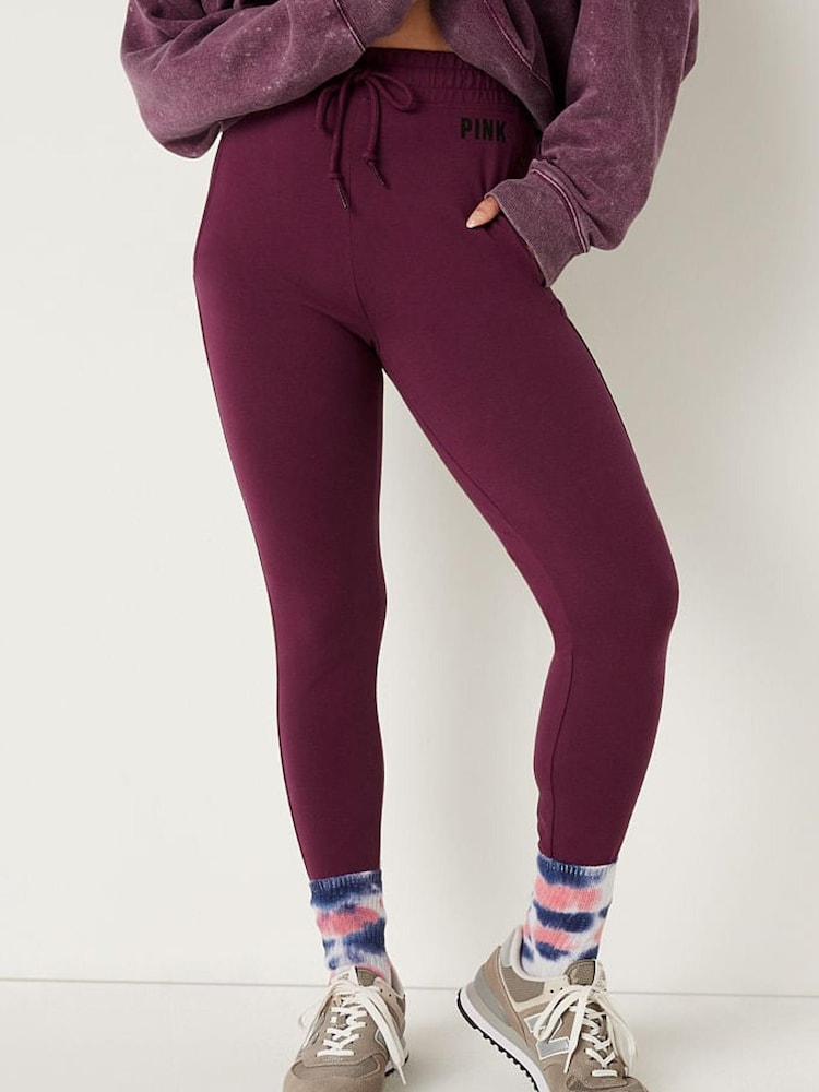 Victoria's Secret PINK Burgundy Red Cotton High Waist Joggers - Image 1 of 4