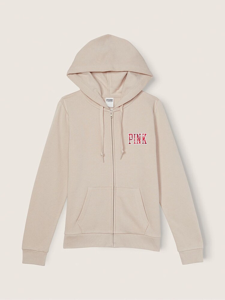 Victoria's Secret PINK Vanilla Bean Plaid Logo Zip Up Lounge Hoodie - Image 4 of 4 Victoria's Secret PINK Vanilla Bean Plaid Logo Zip Up Lounge Hoodie - Image 4 of 4