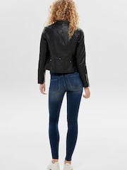 Only Black Faux Leather Biker Jacket - Image 3 of 5