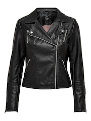 Only Black Faux Leather Biker Jacket - Image 5 of 5
