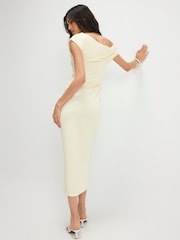 River Island Yellow Asymmetric Drape Wrap Midi Dress - Image 2 of 4