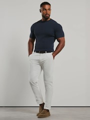 Tailored Athlete Blue Muscle Fit Soft Knitted Ribbed T-Shirt - Image 4 of 6