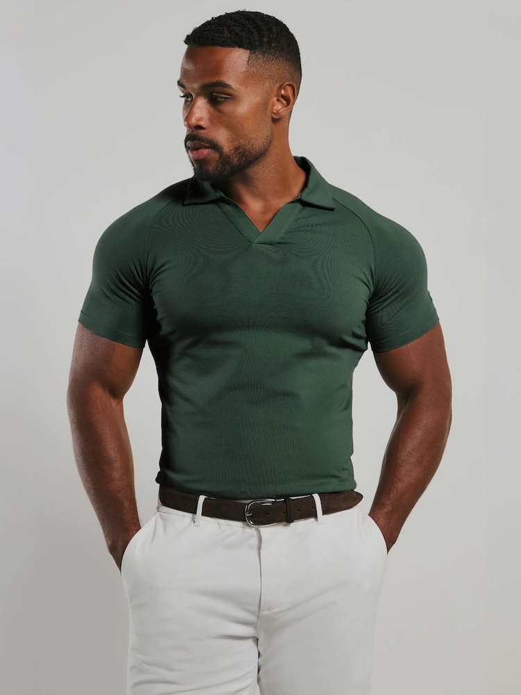 綠色 - Tailored Athlete 肌肉合身版型平織無鈕扣 Polo 衫 - 圖片 1/7