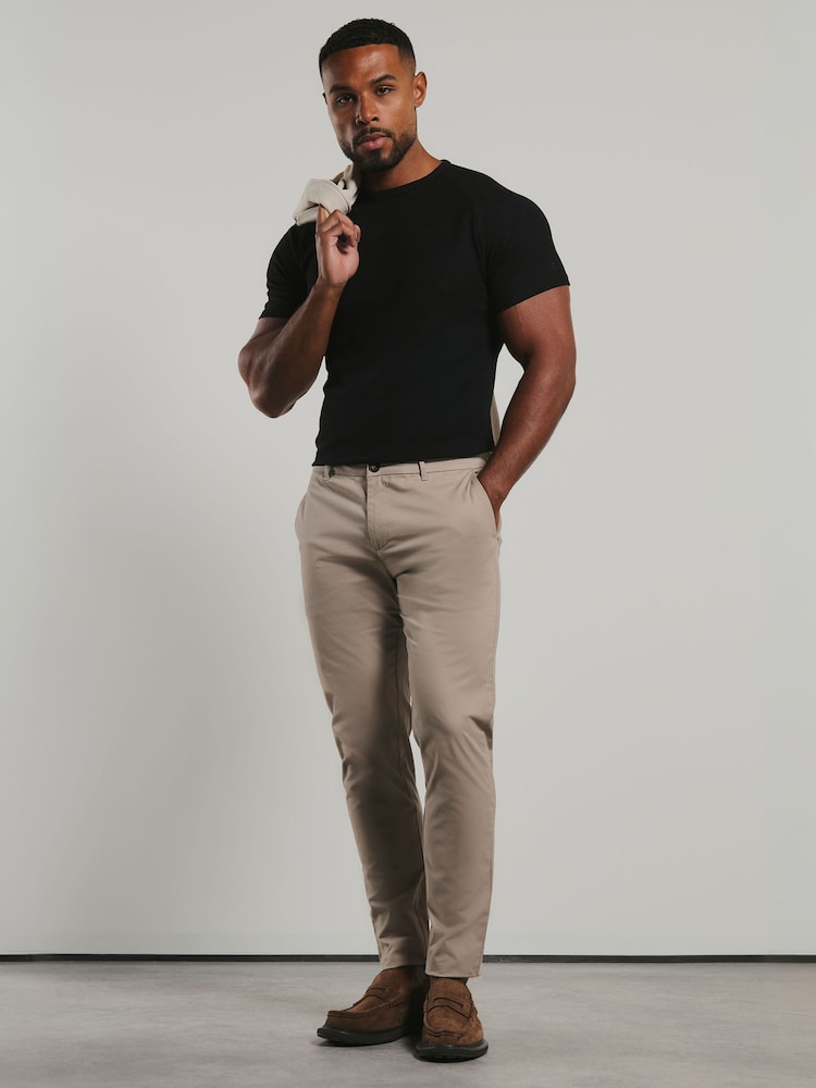 Tailored Athlete Taupe Muscle Fit Chino Trousers - Image 1 of 7 Tailored Athlete Taupe Muscle Fit Chino Trousers - Image 1 of 7
