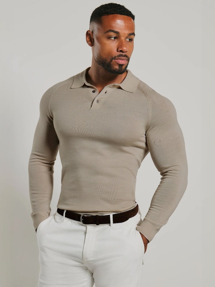 Tailored Athlete Natural Muscle Fit Extra Fine Merino Wool Polo Shirt - Image 1 of 7 Tailored Athlete Natural Muscle Fit Extra Fine Merino Wool Polo Shirt - Image 1 of 7