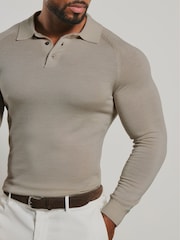 Tailored Athlete Natural Muscle Fit Extra Fine Merino Wool Polo Shirt - Image 3 of 7