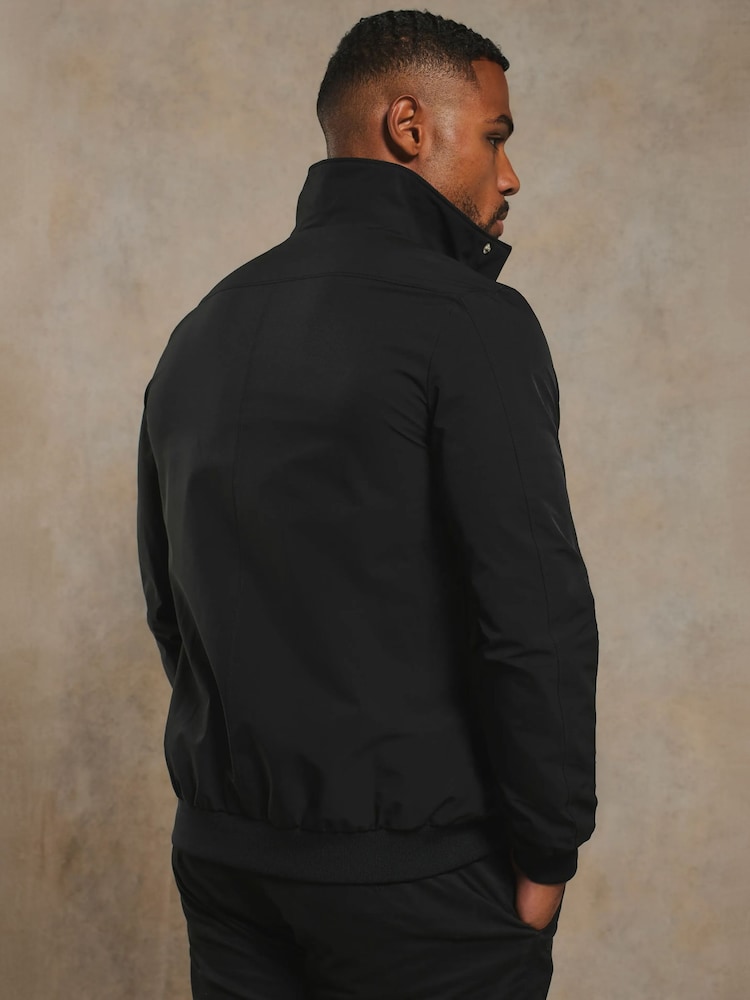 Tailored Athlete Black Muscle Fit Shower Resistant Funnel Neck Jacket - Image 2 of 7 Tailored Athlete Black Muscle Fit Shower Resistant Funnel Neck Jacket - Image 2 of 7