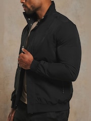 Tailored Athlete Black Muscle Fit Shower Resistant Funnel Neck Jacket - Image 6 of 7