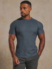 Tailored Athlete Grey Muscle Fit Textured Jersey T-Shirt - Image 1 of 6