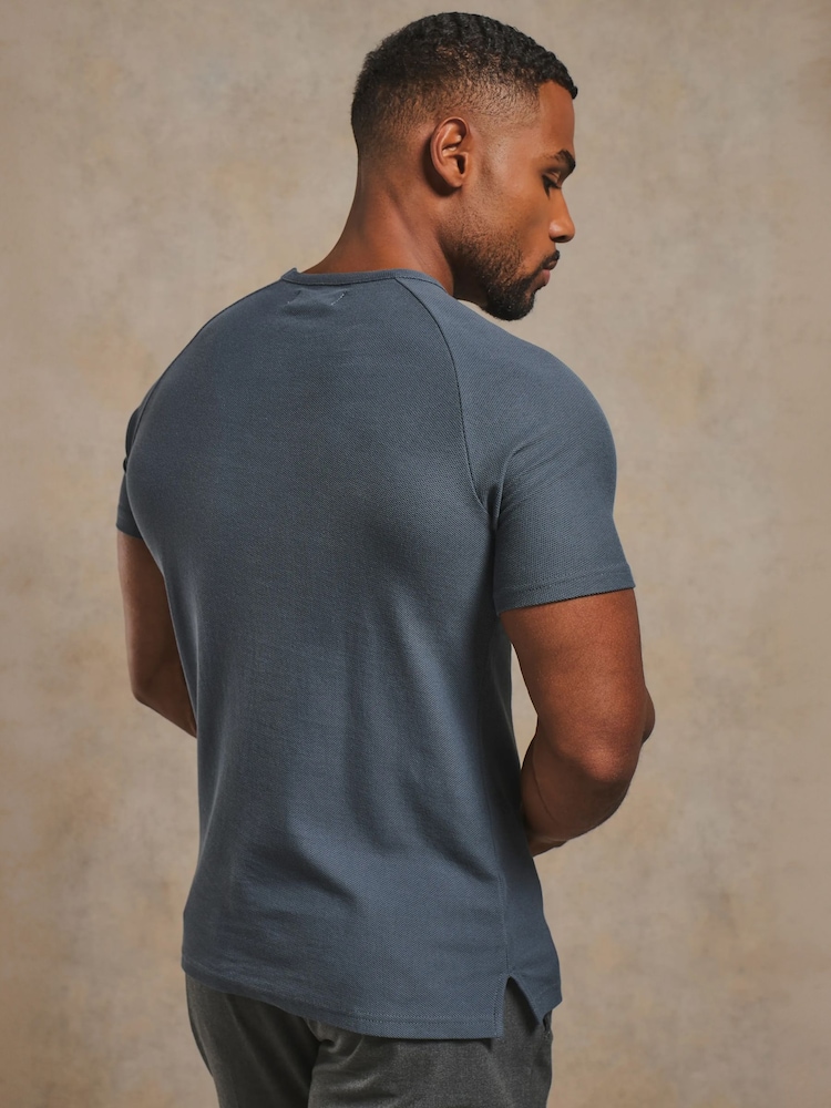 Tailored Athlete Grey Muscle Fit Textured Jersey T-Shirt - Image 2 of 6 Tailored Athlete Grey Muscle Fit Textured Jersey T-Shirt - Image 2 of 6