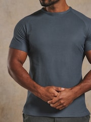Tailored Athlete Grey Muscle Fit Textured Jersey T-Shirt - Image 5 of 6
