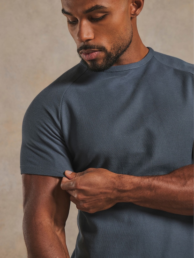 Tailored Athlete Grey Muscle Fit Textured Jersey T-Shirt - Image 6 of 6 Tailored Athlete Grey Muscle Fit Textured Jersey T-Shirt - Image 6 of 6