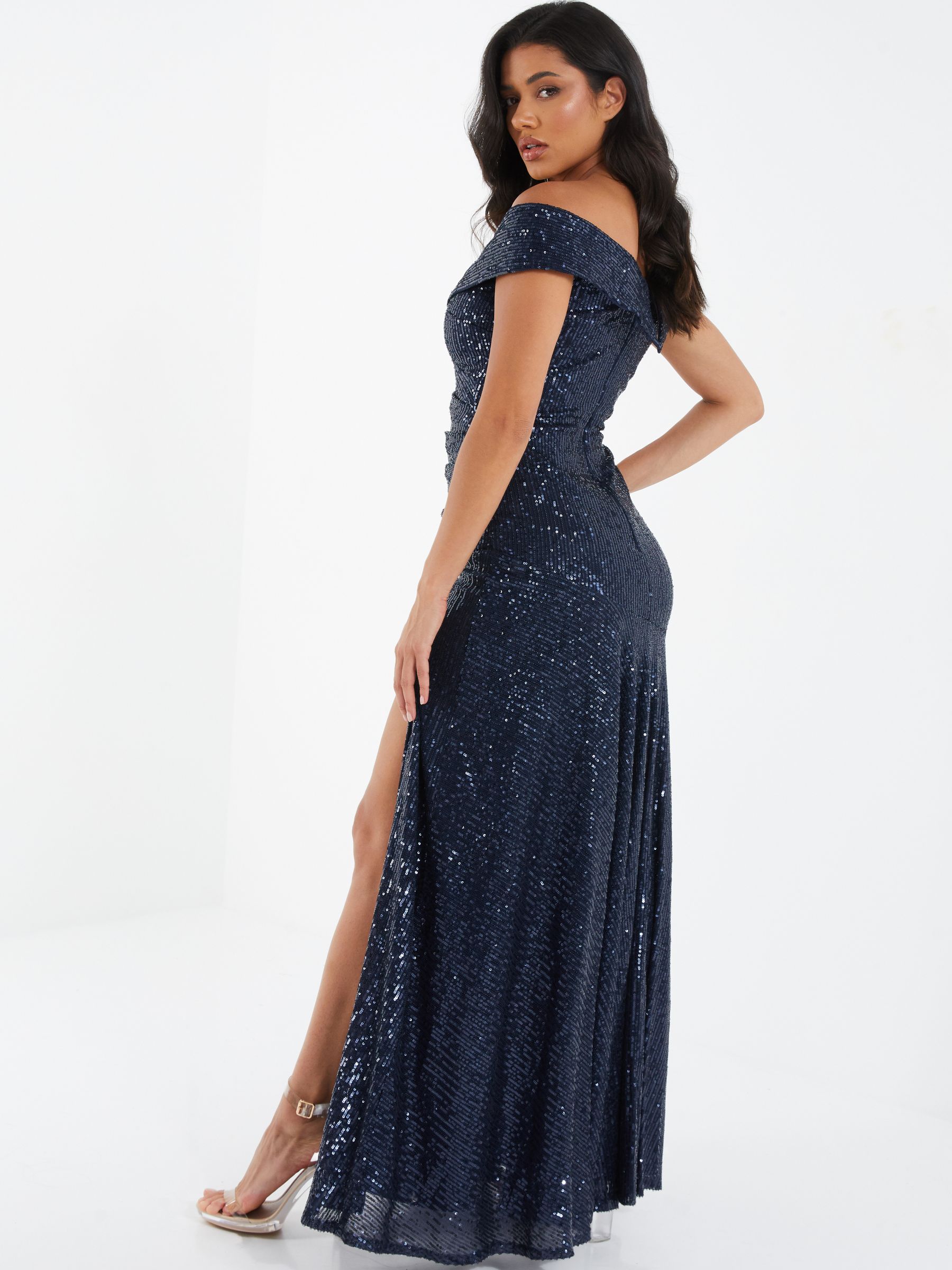 Quiz navy evening dress online