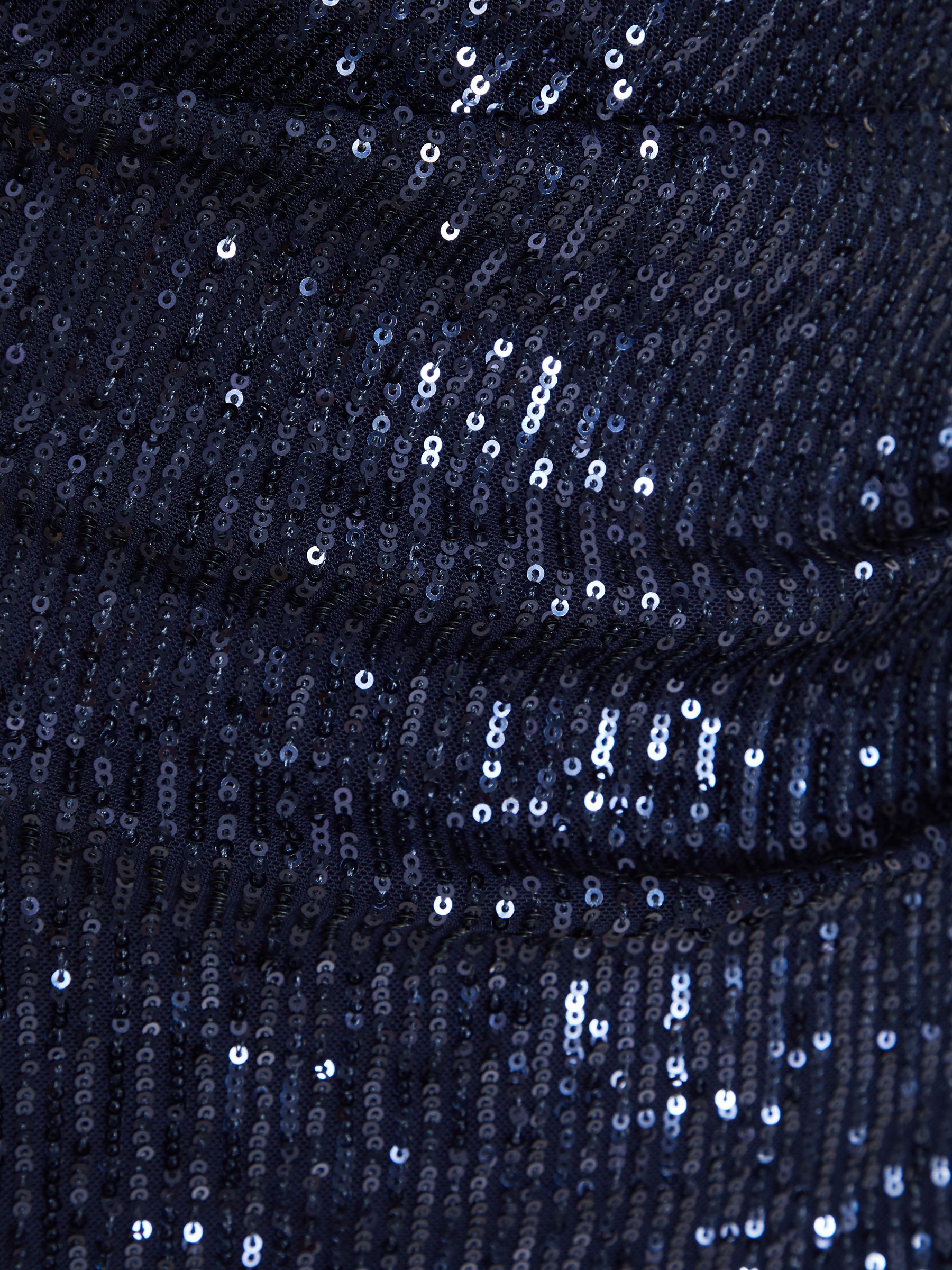 Quiz navy sequin bardot maxi dress hotsell