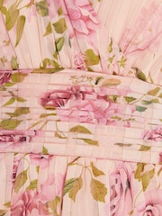 Quiz Pink Multi Chiffon Floral Wrap Tiered Maxi Dress - Image 5 of 5