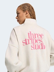 adidas White 3 Stripes Studio Track Jacket - Image 4 of 6