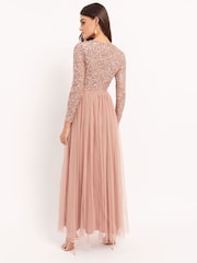 Maya Pink Embellished Long Sleeve Maxi Dress - Image 2 of 4