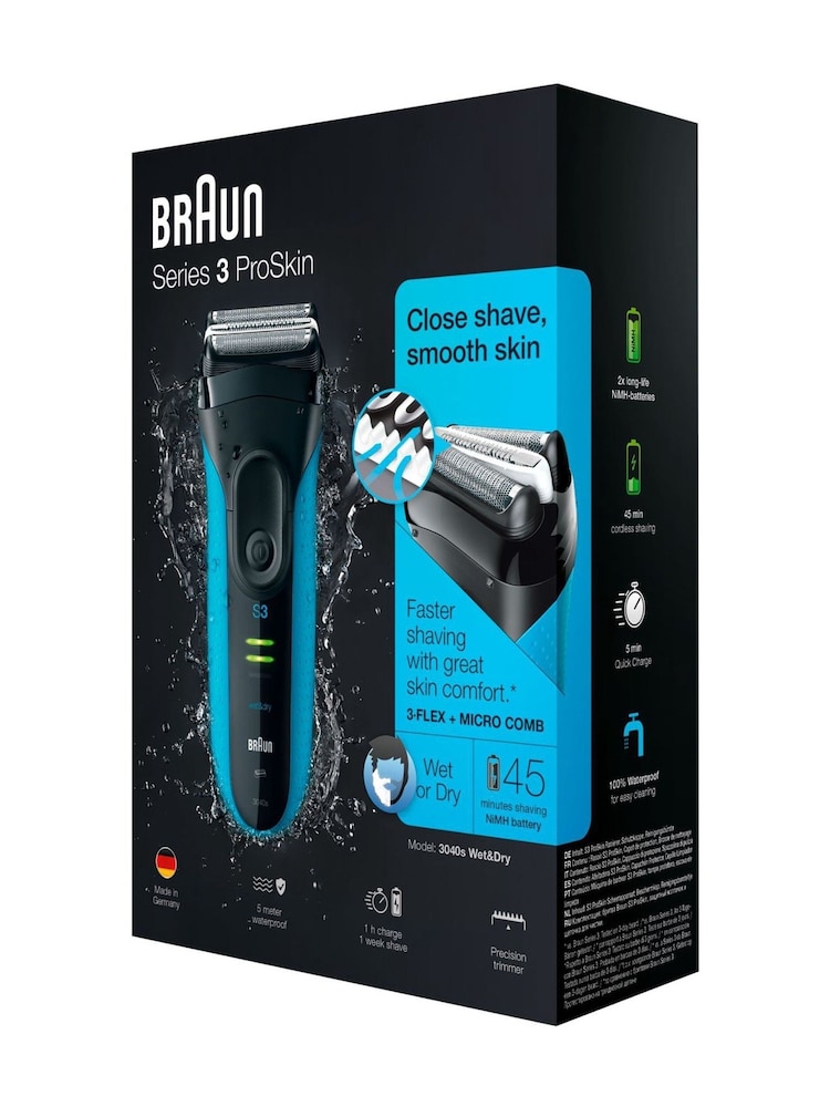 Braun Series 3 ProSkin 3040s Rechargable Wet/Dry Electric Shaver - Image 4 of 4