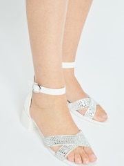 Lipsy White Low Block Heel Occasion Sandal - Image 1 of 4