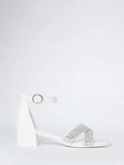 Lipsy White Low Block Heel Occasion Sandal - Image 3 of 4