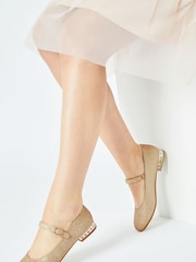 Lipsy Gold Occasion Embellished Mary Jane Ballerina - Image 4 of 4