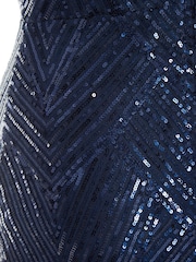 Quiz Blue Sequin V - Neck Strap Fishtail Maxi Dress - Image 5 of 5