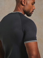 Tailored Athlete Grey Muscle Fit Textured Tipped T-Shirt - Image 2 of 6